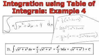 Integration using Tables of Integrals: Example 4