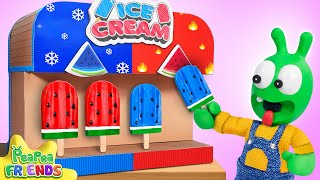 🍦🔥❄️ Pea Pea explores the ice fire ice cream machine – Is hot or cold ice cream better? 🤔