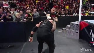 Roman Reigns vs  Sheamus  and Tripple H attacks Reings Raw, February 22, 2016