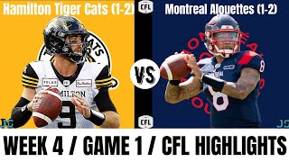 Hamilton Tiger Cats (1-2) vs Montreal Alouettes (1-2)  | 2021 CFL Week 4 | Highlights