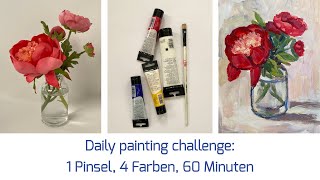 Daily painting challenge (Anfänger Acrylmalerei/Ölmalerei): 1 Pinsel, 4 Farben, 60 Minuten