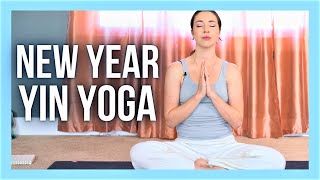 1 hour NEW YEAR Intention Setting Yin Yoga \u0026 Affirmations - NO PROPS YIN