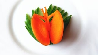 How To Make Carrot Butterfly Garnish - Vegetable Carving Garnish - Sushi Garnish - Food Decoration