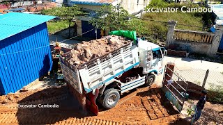 Wonderful Starting New Project Landfill By D31P Dozer Pushing Soil \u0026 Miniature Trucks Unloading Soil