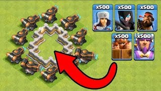 10 Flamethrowers vs 500 All New Troops Clash of Clans