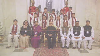 President Mukherjee meets with children selected for the National Bravery Awards 2015