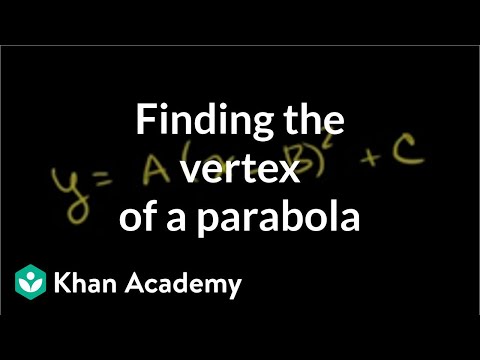 Finding the vertex of a parabola example | Quadratic equations | Algebra I | Khan Academy Finding the vertex of a parabola example | Quadratic equations | Algebra I | Khan Academy