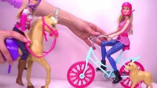Toy For Kids-Barbie Dolls Accident- Barbie Horse rider crushes into Barbie on Bike