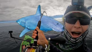 Towed Out To Sea By a MASSIVE MAKO SHARK (Solo Kayak Fishing)