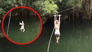 Ziplines Gone WRONG! Crashes, Falls and Fails