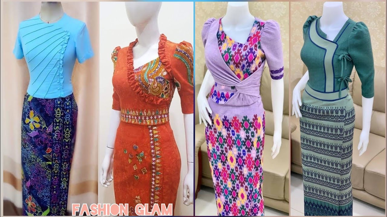 Myanmar Traditional Dress For Ladies/Burmese Dress/Combodian Two Piece ...