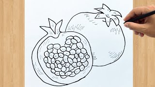 How to Draw a Pomegranate Fruit Easy Step by Step