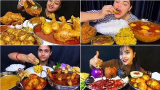 Asmr Eating Spicy 🔥 Chicken Curry 🔥 Egg Curry 😋 Mutton Curry 🍛 Indian Mukbang Compilation 😋