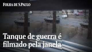 Ucraniano amanhece com tanque de guerra passando pela sua rua | CENAS DA GUERRA