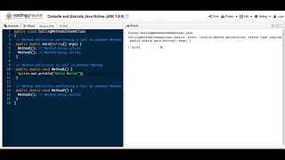 error: invalid method declaration; return type required public static Method1() {