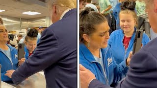 Donald Trump seen praying with South Carolina restaurant employee during campaign stop