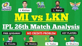 MI vs LKN Dream11 Team | MI vs LKN Dream11 Prediction | IPL 2022 Match | MI vs LKN Dream11 Today
