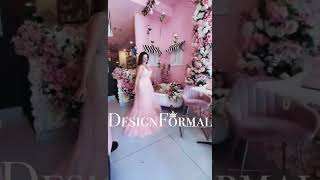 Baby Pink Tulle V-neck Tiered Bettina Formal Prom Dress by DesignFormal