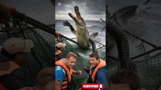 Crocodile in the Nets: Encounter with Ocean Fishermen #shorts