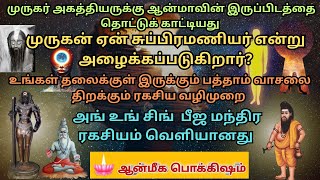 சுப்பிரமணியர்  சீடன்  அகத்தியருக்கு  வாசி யோகத்தின்   அதி சூட்சுமம் பீஜ மந்திரத்தின் உண்மை தத்துவம்