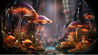 Mystical Cave of Glowing Mushrooms Butterflies - Deep Relaxation,  Healing of Stress, Anxiety