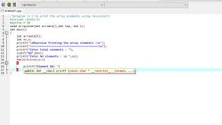 program in C to print the array elements using recursion