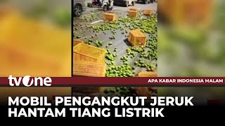 Jeruk Berhamburan di Jalan Akibat Pick Up Tabrak Tiang Listrik | AKIM tvOne