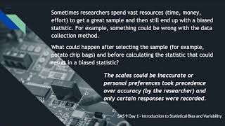 SAS 9 - Pt1 - Introduction to Statistical Bias and Variability