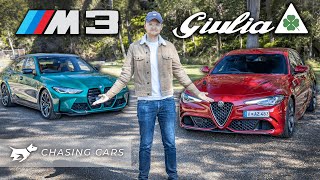 BMW M3 vs Alfa Romeo Giulia Quadrifoglio 2021 comparison | which sports sedan is best | Chasing Cars