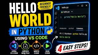 Learn Python in 1 Minute 🐍 | Print Hello World in VS Code (Step-by-Step)