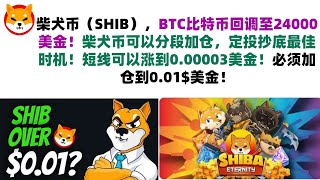 柴犬币（SHIB），BTC比特币回调至24000美金！柴犬币可以分段加仓，定投抄底最佳时机！短线可以涨到0.00003美金！必须加仓到0.01$美金！shib币|柴犬币|屎币行情分析！