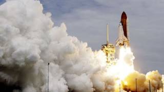 Lift off of Atlantis in final Nasa space shuttle mission