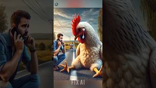 The chicken was crying on the road because of pain #shorts #ai #hen #videos