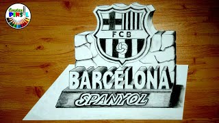 Barcelona Logo | how to draw logo fc barcelona 3d | drawing the barca logo 3d