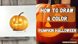 HOW TO DRAW & COLOR a Halloween Pumpkin 🎃✨