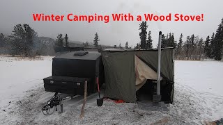 Winter Camping in Escapade Backcountry with Wood Stove!