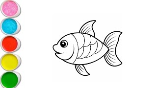 How To Draw cute fish  Drawing, Painting \u0026 Coloring For Kids and Toddlers_🌈🎨