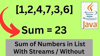 Java Interview Questions | Sum Of Elements in List Using Streams in Java | Streams In Java Interview
