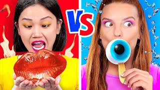 EATING RED VS BLUE COLOR OF FOOD! || Funny Mukbang by 123 Go! Gold