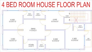 HOUSE PLAN DESIGN | EP 312 | 1100 SQUARE FEET 4 BEDROOMS HOUSE PLAN | LAYOUT PLAN