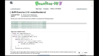 Java Practice It || 2.13 nestedNumbers2 || nested for loops