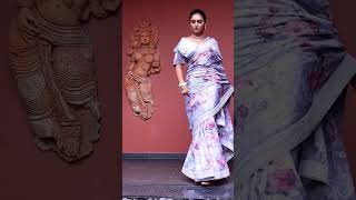 Handcrafted Floral Print Organza Saree With Lucknowi Blouse | Aparnaa Sarees Kolkata