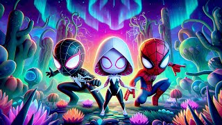 Chibi Spider Squad Takes on the Neon Jungle - Funny Story - Marvel's Spidey and his Amazing Friends