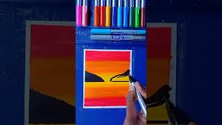 Easy scenery painting brush pen #drawing #shorts #art #crafts