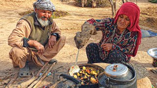 Village life of an old couple far from civilization |Cooking lunch