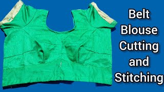 Belt blouse cutting and stitching | blouse design | Simple blouse | 4 tucks blouse | 44 size blouse