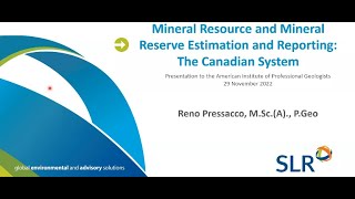 AIPG Lunch and Earn: Reno Pressacco-The Canadian System for Mineral Reserve Estimation and Reporting