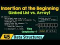 Inserting the Data at the Beginning (Singly Linked List vs. Array)