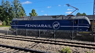 Siemens Vectron Sr3 cargo and passenger train traffic by two operators at Suonenjoki, Finland