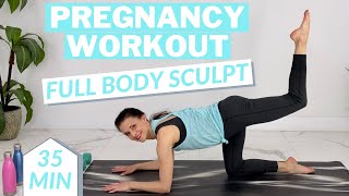 Pregnancy Workout | Full Body Sculpt (Cardio + Prenatal Pilates + Stretches)